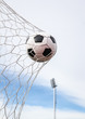 football in the goal net