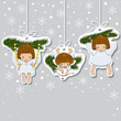 Vector: New year card with three angels New year card with three angels