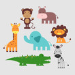 Cute African animals set