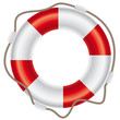Rettungsring mit Seil auf weißem Hintergrund