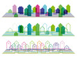 Set of bright horizontal abstract urban icons. Eps10