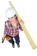 craftswoman holding a wooden piece