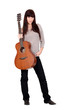 female artist posing with guitar