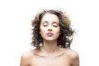 young beautiful brunette girl with blowing hair