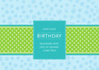 Illustration: Birthday card with flowers and ribbon with dots Birthday card with flowers and ribbon with dots