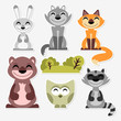 Cute wild animals set