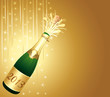 Vector: Carte dorée. Bouteille de Champagne 2013. Carte dorée. Bouteille de Champagne 2013.