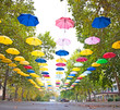 Many multicoloured umbrellas