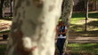 sad women on the park, steady cam shoot
