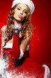 Portrait of beautiful sexy girl wearing santa claus clothes