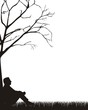 man sitting silhouette
