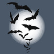 Vector: Halloween background - flying bats in full moon Halloween background - flying bats in full moon