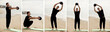 muscular man does body exercises with a ball near the ocean
