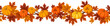 Vector horizontal background with pumpkins and autumn leaves