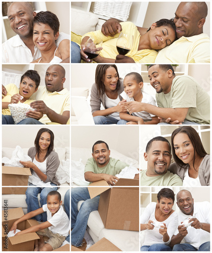 Photo: African American Family and Couple Montage at Home African American Family and Couple Montage at Home