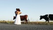 Couple dancing at sunset