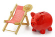 sparschwein mit sonnenliege