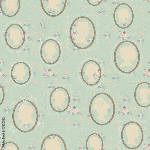 Vector: Floral background with picture frames Floral background with picture frames