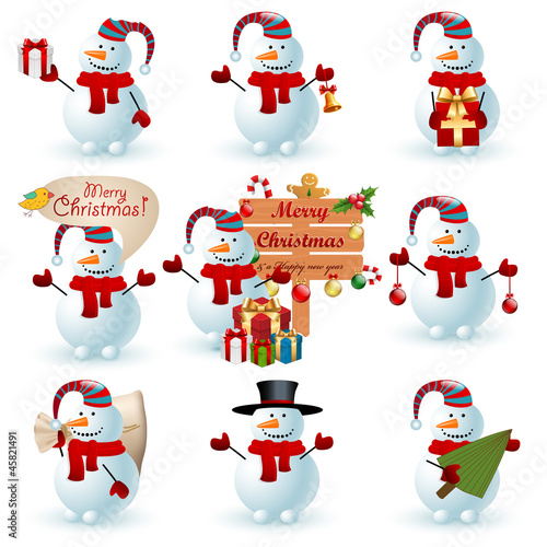 Vector: Collection of snowman. Collection of snowman.