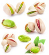 Collection of  Pistachio nuts isolated on white background