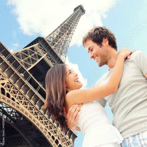 Photo: Paris Eiffel tower romantic couple Paris Eiffel tower romantic couple