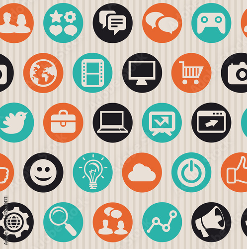 Vector: seamless pattern with internet icons seamless pattern with internet icons