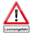 Warnschild RAL 3001 Signalrot freigestellt - Lawinengefahr