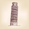 Vektor: Pisa Tower - hand drawn vector illustration isolated Pisa Tower - hand drawn vector illustration isolated