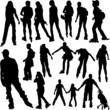 rollerskating silhouettes - vector