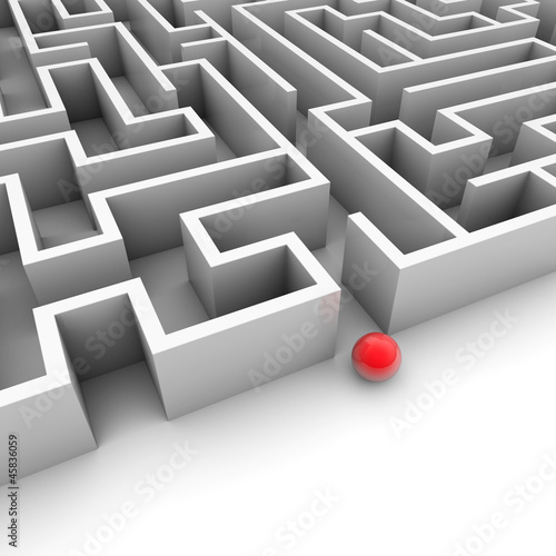 Illustration: Labyrinth mit roter Kugel Labyrinth mit roter Kugel