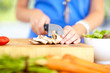 Focused on preparing healthy food