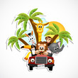 Vector: animals in the car animals in the car