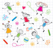 Funny Children. Colorful Background.
