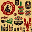 Beer pub labels, badges and icons collection. Monk beer label.