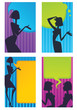 Vector: background and headers with girl silhouette and speech bubbles background and headers with girl silhouette and speech bubbles