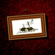 Vector: vintage baguette frame with christmas village vintage baguette frame with christmas village