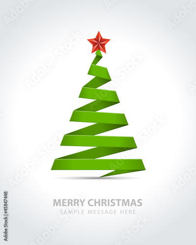 Vector: Christmas tree from paper ribbon vector background Christmas tree from paper ribbon vector background