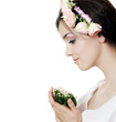 Portrait of girl with flowers