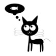cat with dreams of fish vector illustration
