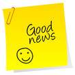 Sheet of paper with Good news text
