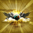 Vector: Speedometer emblem, old-style background Speedometer emblem, old-style background