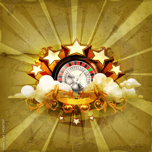 Vector: Roulette insignia, old-style background Roulette insignia, old-style background