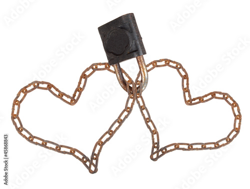 Photo: Two chain heart padlock Two chain heart padlock
