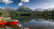 The colorful boats on Strbske lake in High Tatras,Slovakia