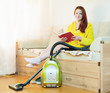 woman rests from household chores