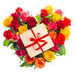 bouquet of roses with gift card