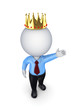 3d small person in a golden crown.