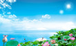 lotus and bluesky in sun shine background