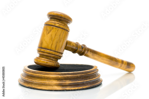 Photo: gavel close up on white background gavel close up on white background