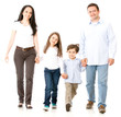 Happy family walking